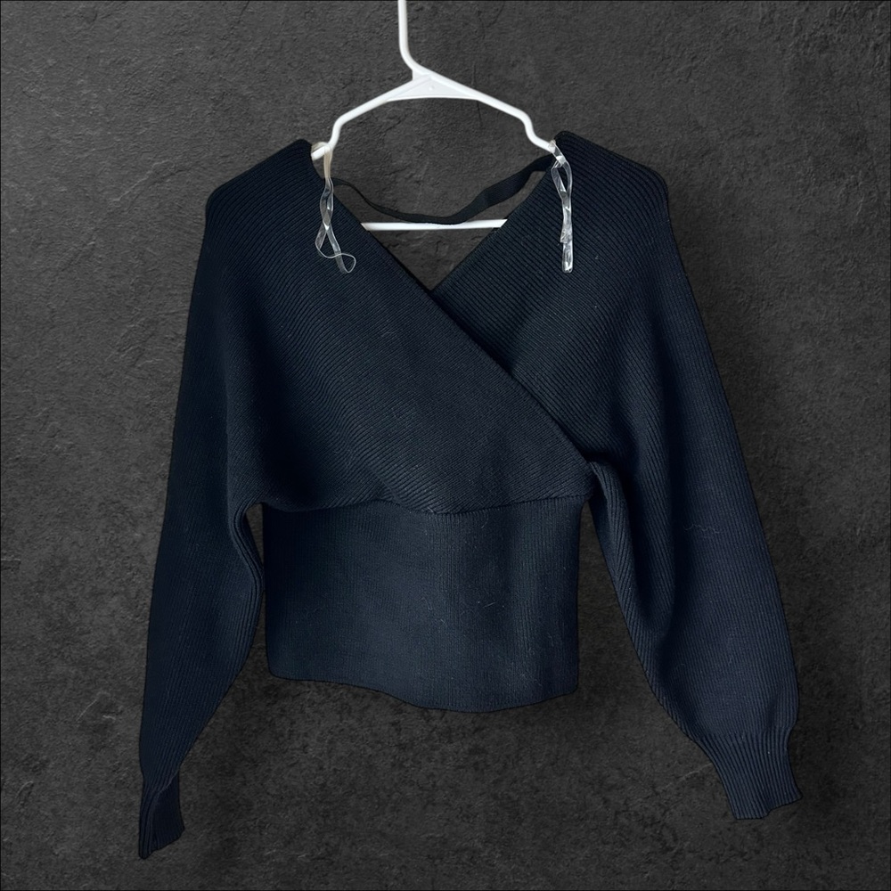 Black Wrap Sweater